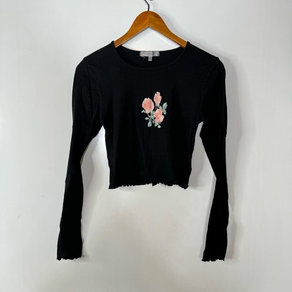 Truly Madly Deeply Rose Cropped Long Sleeve Shirt Size Small - Picture 1 of 6